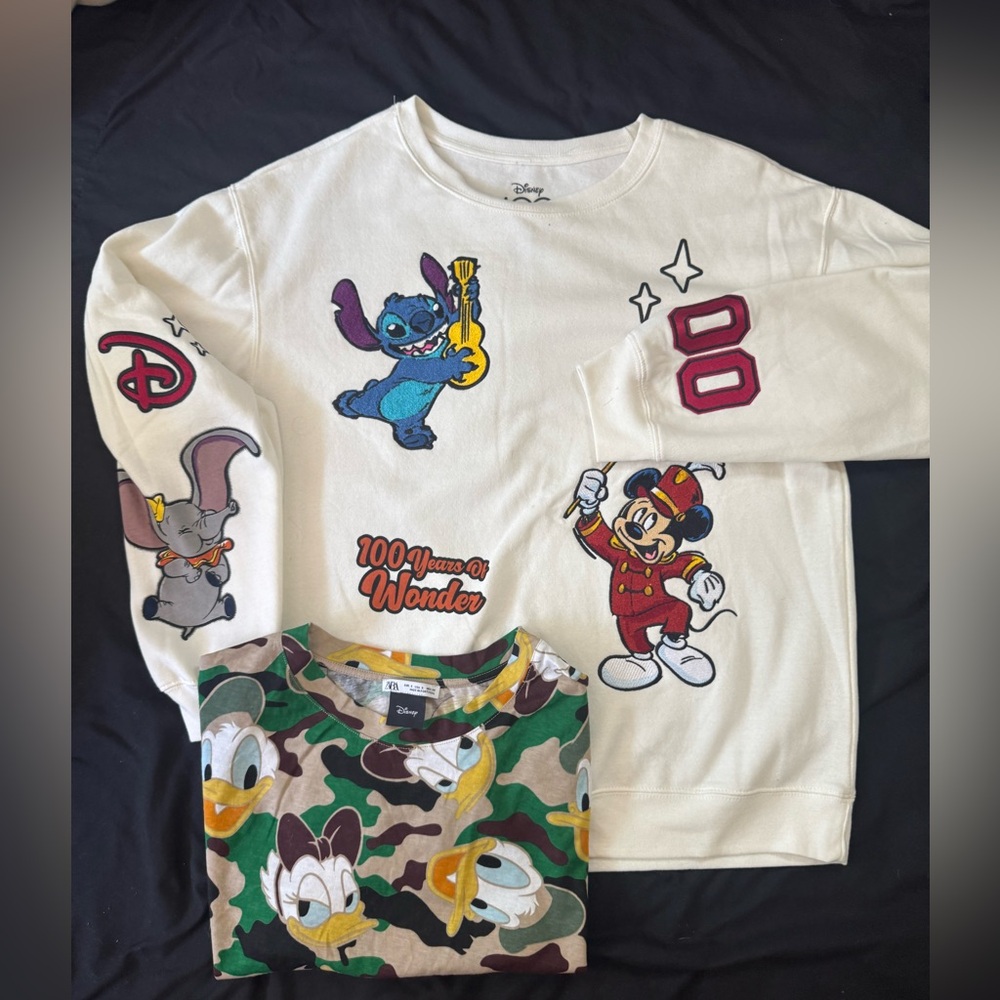 Disney x Zara Bundle | Stitch Sweatshirt & Donald Duck Tee | Size Small
